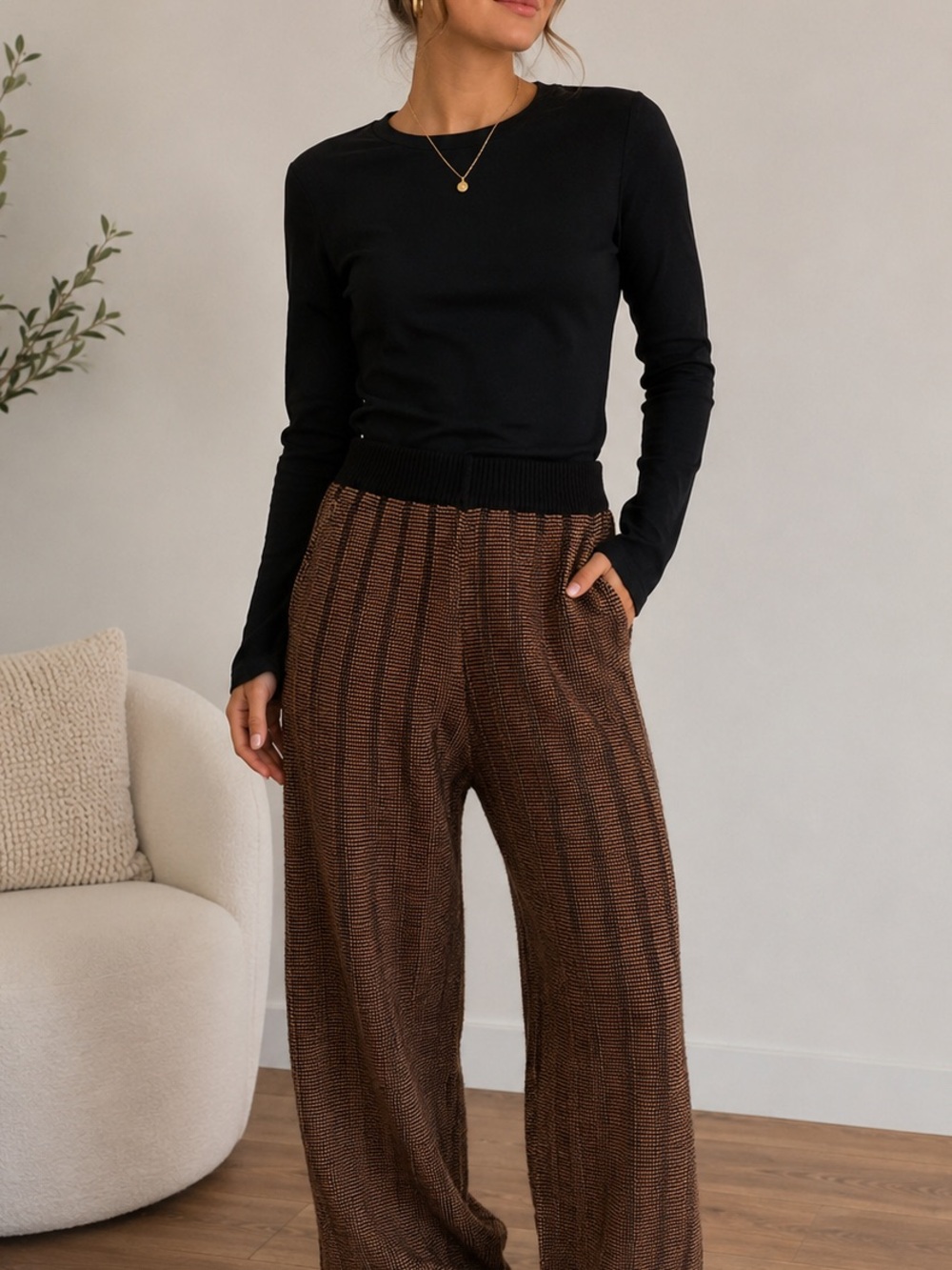 Atelierdelphine Knit Joggers in Brown and Black - Casual Comfort Sz S NWT